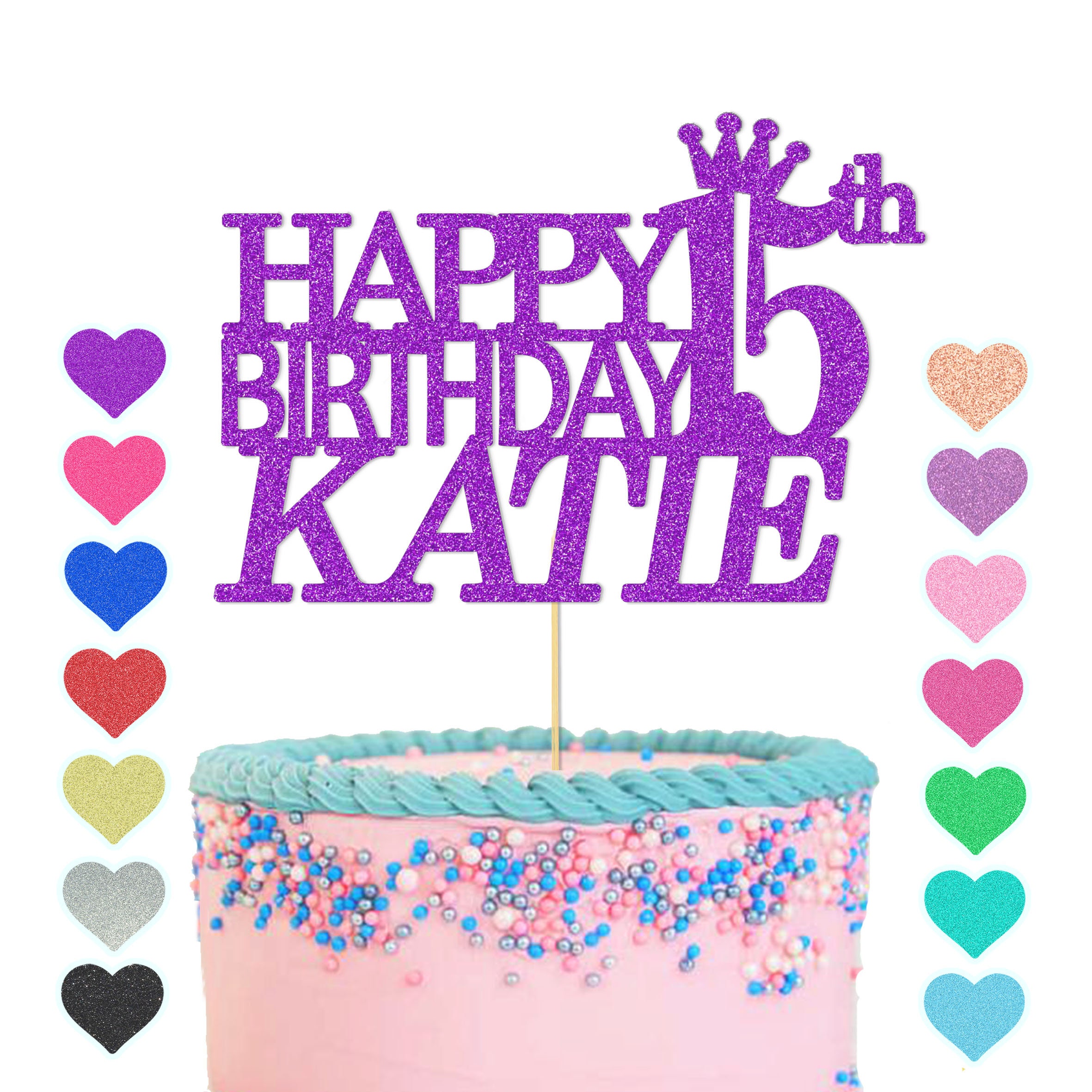 Personalised PRINCESS CROWN Cake Topper Custom Glitter Happy - Etsy UK