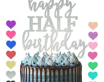 Half Birthday Cake Topper Etsy Uk