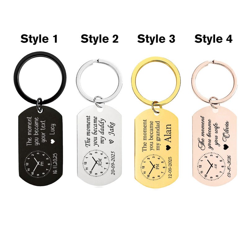 Clock Key Rings Fathers Day Gift for Dad Personalised the Moment You Became My Daddy ...