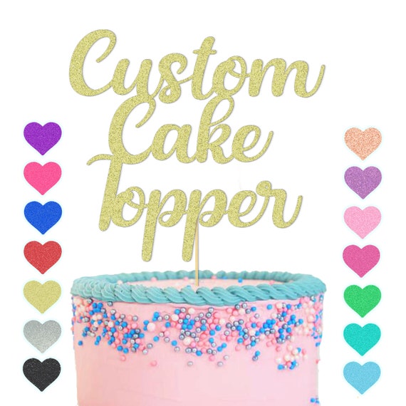 Personalised Cake Topper Custom with Any Message Glitter Birthday Anniversary Baby Shower Christening Eid Mubarak Party Decoration
