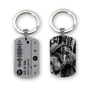 Personalised Scannable SPOTIFY Engraved Keyring - Gifts for Him Her - Valentine's Day Anniversary Birthday Christmas Presents Memory Song