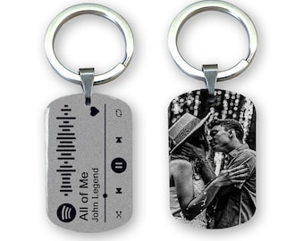 Personalised Scannable SPOTIFY Engraved Keyring - Gifts for Him Her - Valentine's Day Anniversary Birthday Christmas Presents Memory Song