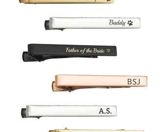 Personalised Engraved Mens Tie Clip | Customize with Name / Initial | Wedding Anniversary Birthday Fathers day Gift for Him Suit Accessories