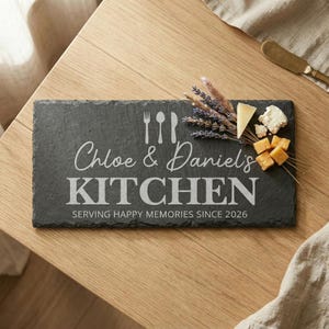 Personalised Slate Cheese Board - Custom Kitchen Serving Platter - New Home Gift For Couples Family - Wedding Anniversary Birthday Tray