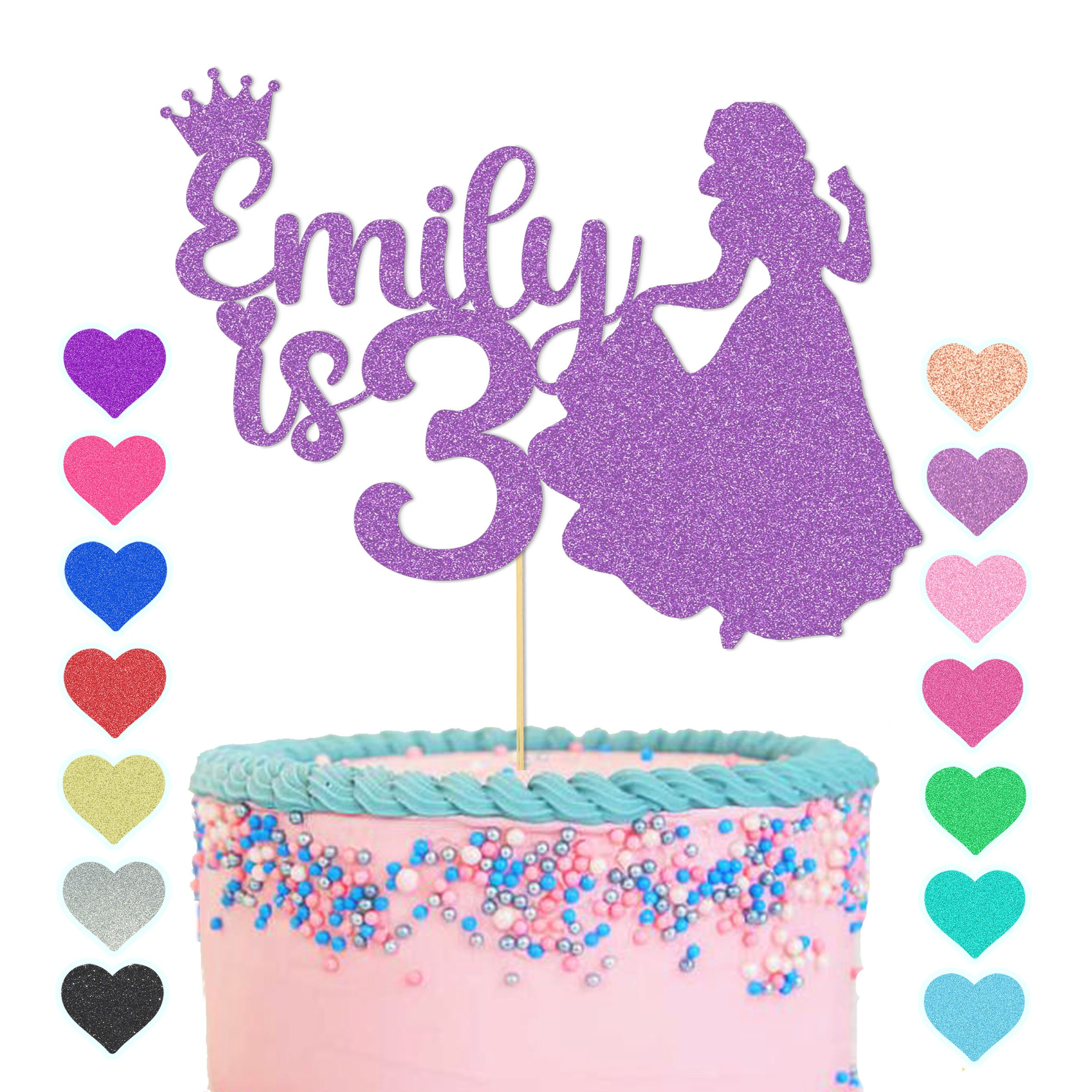 Personalised Girl Birthday Cake Topper 1st Custom Princess Queen Crown ...