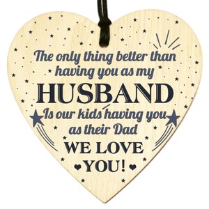 Husband Dad Fathers Day Gifts for Him Daddy Birthday Card  Wooden Heart Hanging Plaque Home Decoration Sign