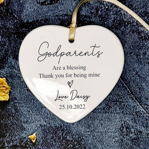 Godparents are a blessing Thank You for Being Mine-Personalised Gifts for Godmother / Godfather  Birthday Christmas Ceramic Heart Keepsake