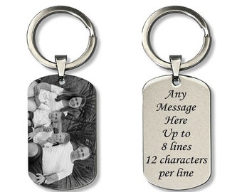 Personalised Any Message Engraved Keyring - Photo Key Chain - Gifts for Her Him - Birthday Christmas Gifts for Mummy Daddy Grandma Nanny