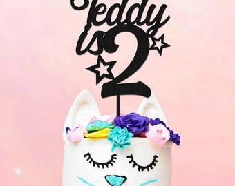 Wooden Cake Topper with Name, Personalized Rustic Birthday Kids Cake Topper, 1st 2nd 3rd 5th 10th 13th 16th 18th 21st Birthday Cake Topper