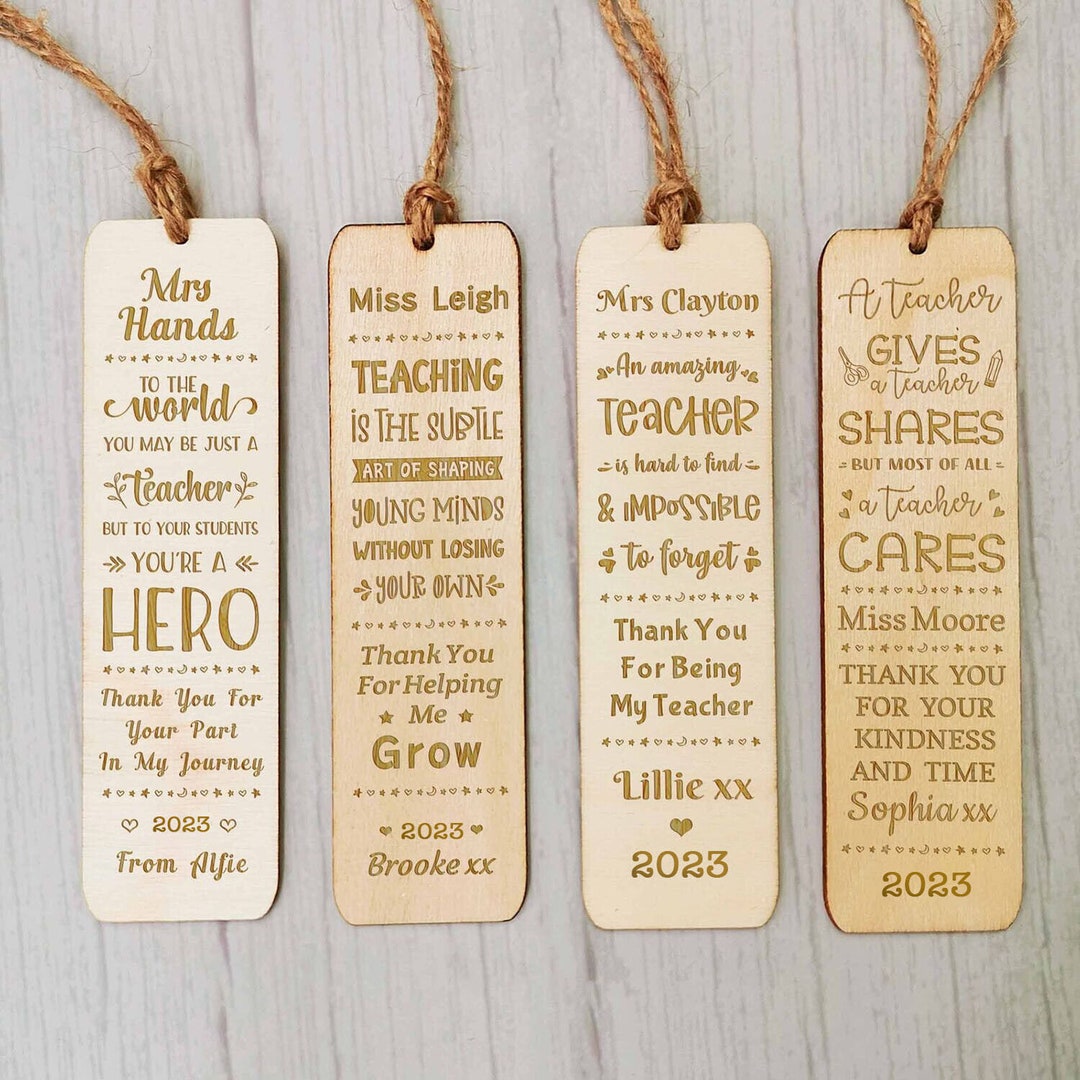 Personalised Engraved Wooden Teacher Bookmark Gifts, Thank You Teacher ...