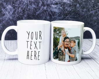 Personalised Photo & Text Mug Gift Tea Coffee Cup Novelty Gifts for Her Him Fathers Day Birthday Christmas Anniversary Keepsake
