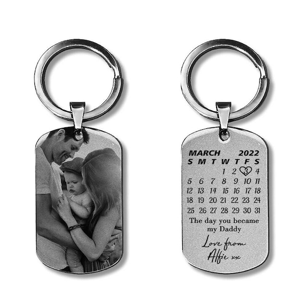 Personalised Stainless Steel Engraved Keyring - Photo Key Chain - Gifts for Her Him - Birthday Christmas Gifts for Mummy Daddy Grandma Nanny