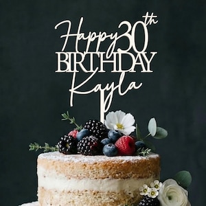 Wooden Cake Topper with Name, Personalized Rustic Birthday Cake Topper, 13th 16th 18th 21st 25th 30th 40th 50th 60th Birthday Cake Topper