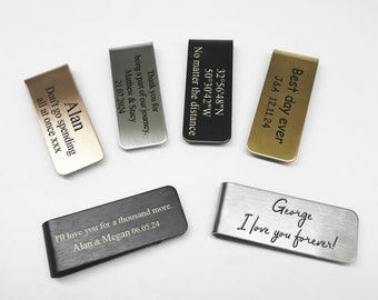 Personalised Engraved Money Clip Anniversary Birthday Valentines Gifts for Him Men Husband Partner Boyfriend