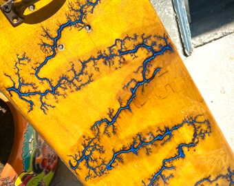 Fractal Skateboard Deck Serving Platter – Wood Cheese Board with Handles