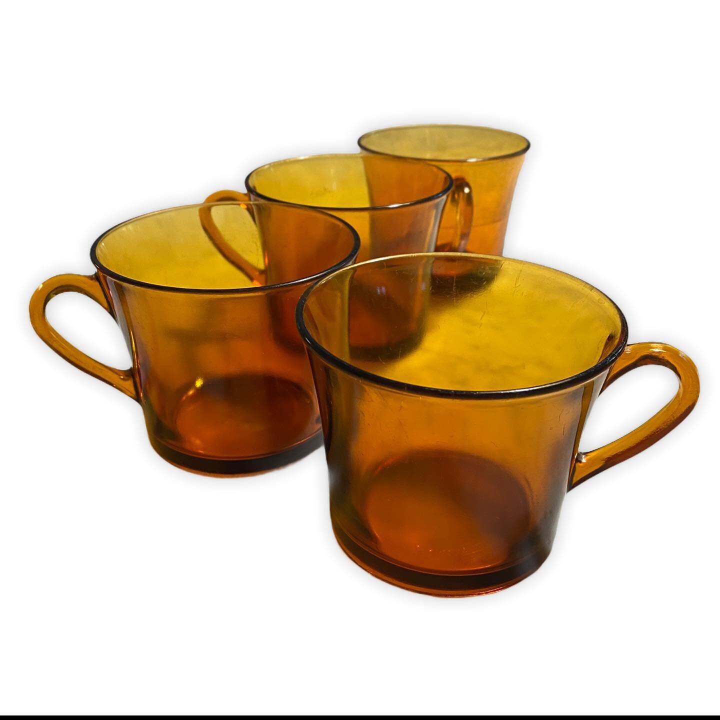 Vintage French Duralex Amber Glass Mugs Etsy