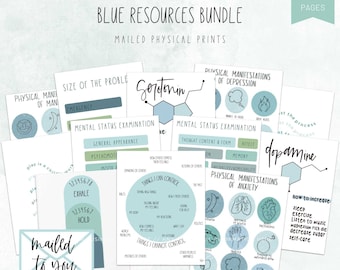 Mental Health Bundle . Blues . Therapist Office . Social Worker . School Psychology Poster . Printable . Mailed Prints