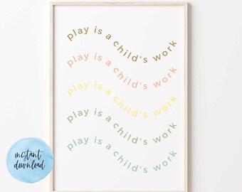 Play . Neutral Boho . Mental Health . Psychology . Emotions . Social Work . Counseling Poster . Therapist Office . Playroom . Printable