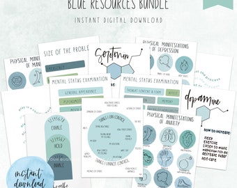 Mental Health Bundle . Blues . Therapist Office . Social Worker . School Psychology Poster . Printable Instant Download
