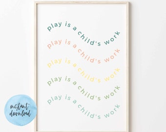 Play . Bright . Mental Health . Psychology . Emotions . Social Work . Counseling Poster . Therapist Office . Playroom . Printable
