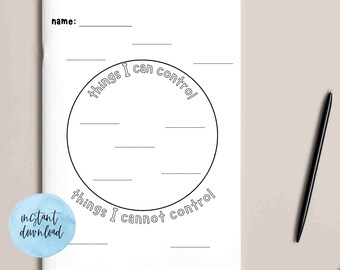 Control Worksheet . Anxiety . Mental Health . Psychology . Emotions . Social Work . Counseling Poster . Therapist Office .  Printable