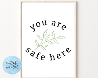Safe Space . Mental Health . Psychology . Emotions . Social Work . Counseling Poster . Therapist Office .  Printable