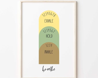 Breathe . Earth Tones . Anxiety . Mental Health . Psychology . Emotions . Social Work . Counseling Poster . Therapist Office .  Printable