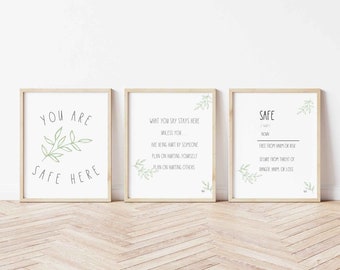 Safe Space Bundle . Mental Health Poster . Therapy . School Counselor . Social Worker . Art . Printable . Instant Download