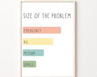 Size of the Problem . Bright . Anxiety . Mental Health . Psychology . Social Work . Counseling Poster . Therapist Office .  Printable