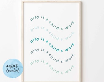 Play . Blue . Mental Health . Psychology . Emotions . Social Work . Counseling Poster . Therapist Office . Playroom . Printable