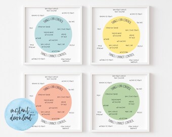 Control Bundle Set . Rainbow . Mental Health . Psychology . Emotions . Social Work . Counseling Poster . Therapist Office .  Printable