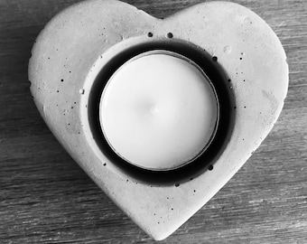 Heart-shaped candle holder - Tea Light Holder - Candle - Concrete - Design – Decoration - Heart