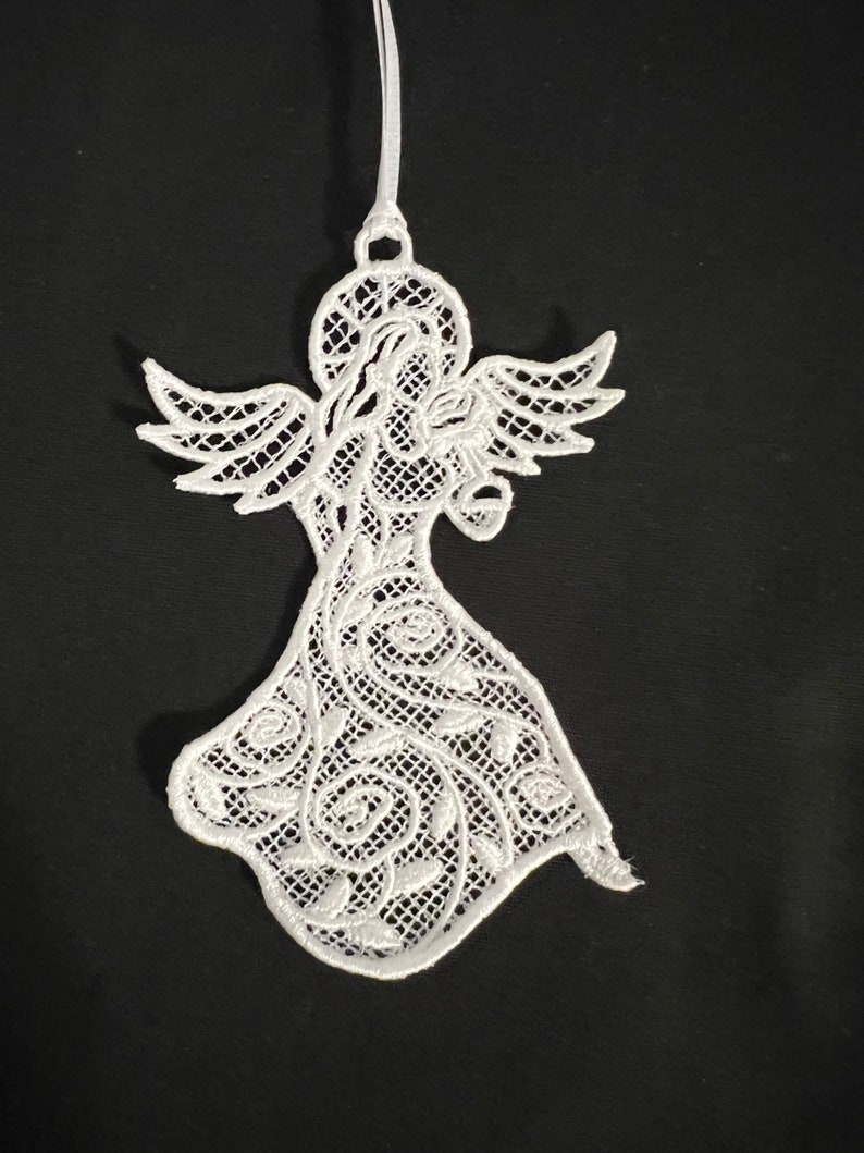 Embroidered Lace Angel Christmas Ornaments - Set of 3 - Etsy