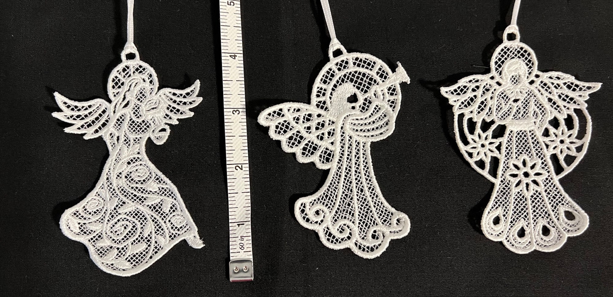 Embroidered Lace Angel Christmas Ornaments - Set of 3 - Etsy