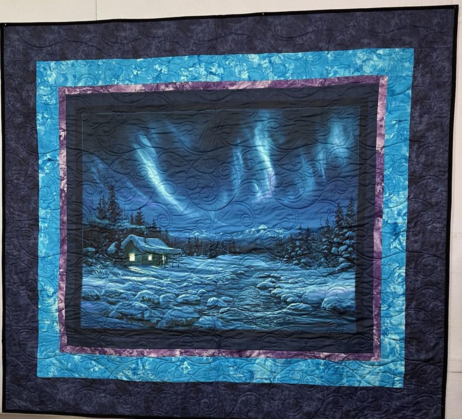 Aurora Borealis Quilt Quilted Throw Blanket Northern Lights Quilt Etsy