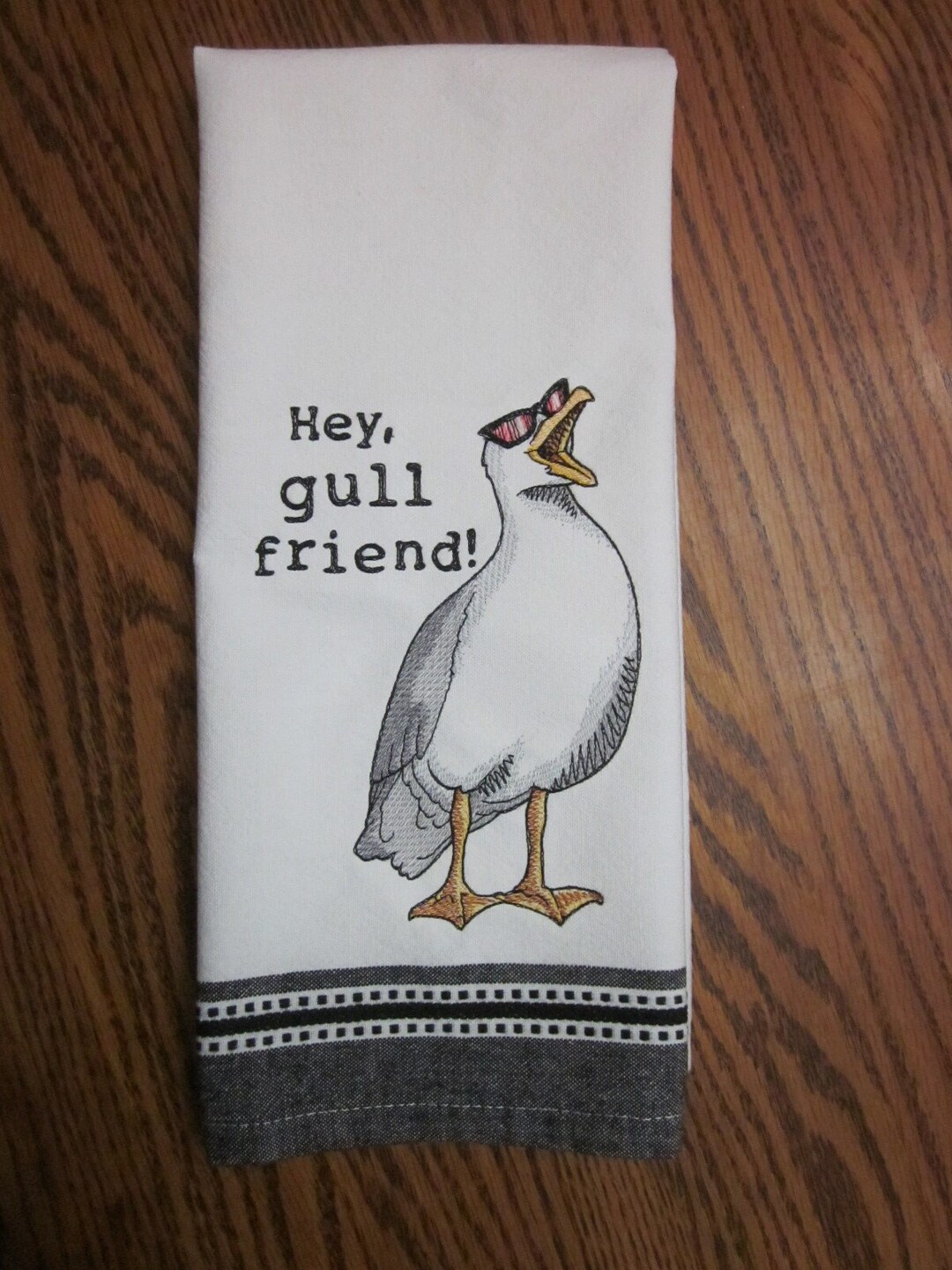 Embroidered Sea Gull/hey Gull Friend Towel/sea Gull Kitchen Etsy