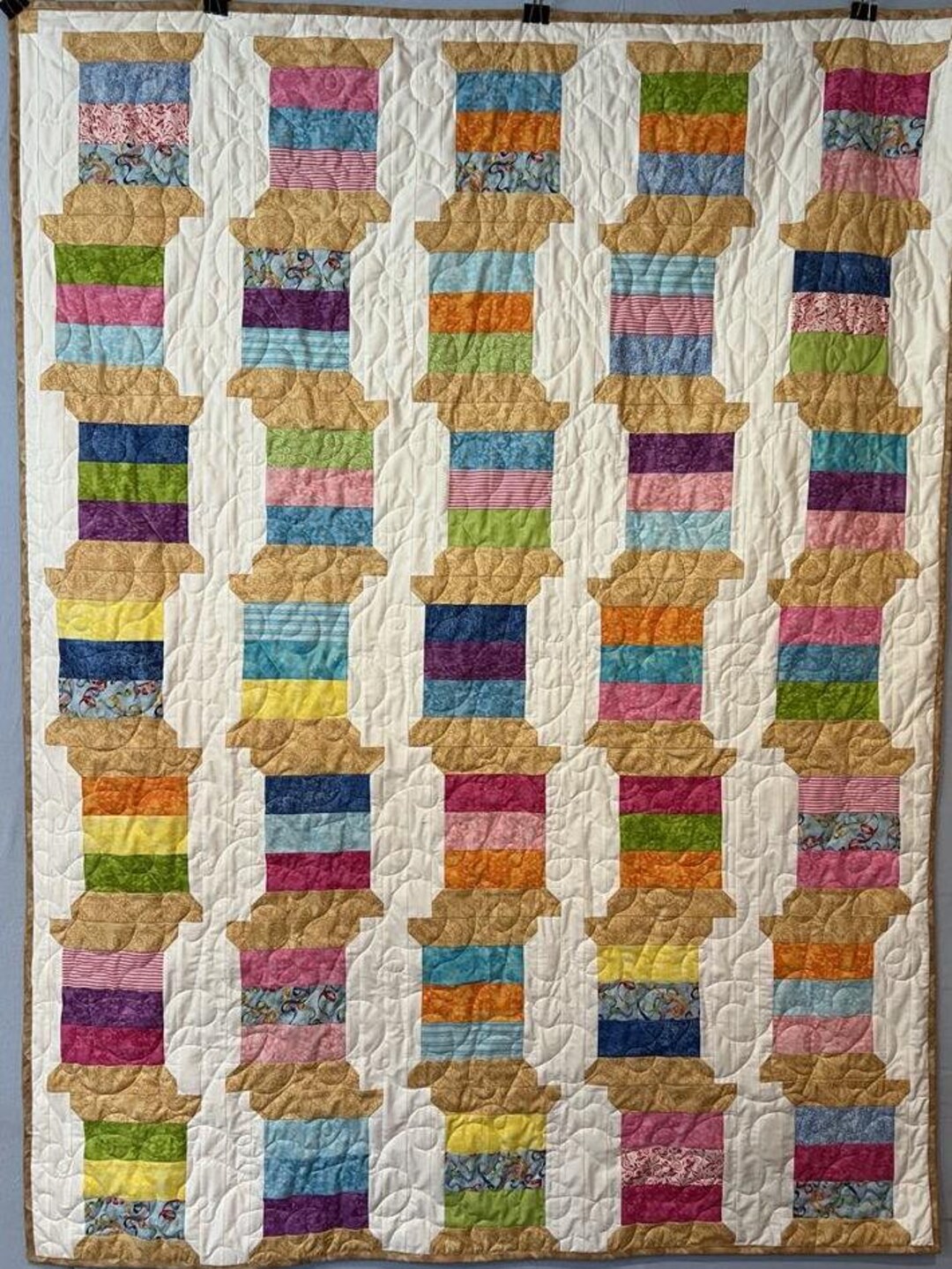 Colorful Thread Spool Quilt: Large Cotton Throw, 47x64 - Etsy