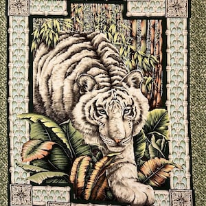 RARE White Tiger Fabric Panel 28 RARE White Tiger Fabric Panel 28