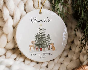 Adorno navideño para bebé, bola navideña personalizada, recuerdo de cerámica personalizado, bonito adorno navideño para el árbol.