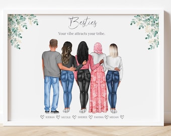 Group Friendship Print Friends gift Best Friend Gift Best Friend Print Group of Friends Print Gift for Her, Gift for Friends