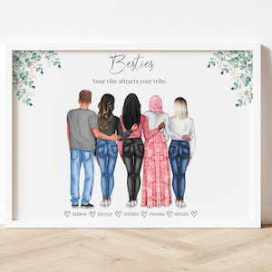 Group Friendship Print Friends gift Best Friend Gift Best Friend Print Group of Friends Print Gift for Her, Gift for Friends