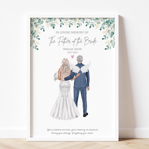 in Memory of the Father of The Bride Gift,  In Loving Memory Wedding Print, Memorial Personalised Gift, Remembrance Wedding sign, In Memory