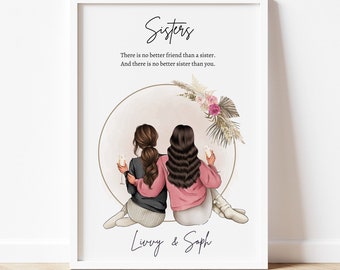 Sister Gift - Personalised Gift Sister print,  gifts for her, Sisters Custom Birthday gift , Birthday gift for sister