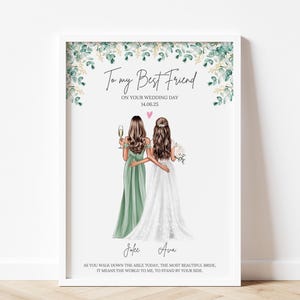 Gift For Best Friend On Her Wedding Day Best Friend Wedding Gift Personalised Wedding Print For Bride Gift from Bridesmaid to Bride