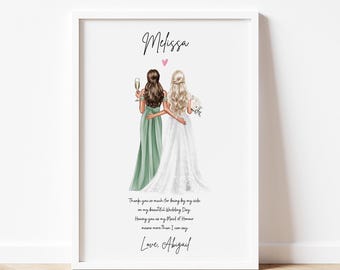 Personalised gift, Maid of honour Print, Customised Best Friend Print, Maid of honour gift, Maid of honour Thank you gift, Wedding gift