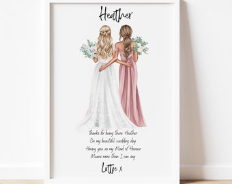 Personalised gift, Maid of honour Print, Customised Best Friend Print, Maid of honour gift, Maid of honour Thank you gift, Wedding gift