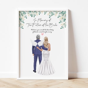 Regalo in memoria del padre della sposa, stampa di nozze in amorevole ricordo, regalo commemorativo personalizzato, cartello commemorativo per nozze, in memoria