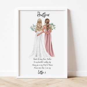 Personalised gift, Maid of honour Print, Customised Best Friend Print, Maid of honour gift, Maid of honour Thank you gift, Wedding gift