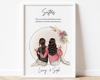 Sister Gift - Personalised Gift Sister print,  gifts for her, Sisters Custom Birthday gift , Birthday gift for sister