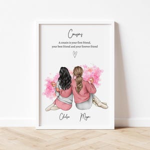Personalised Gift for Cousin, Cousin Personalised Print, Cousins Best Friends Customised Gift, Cousin Family Gift